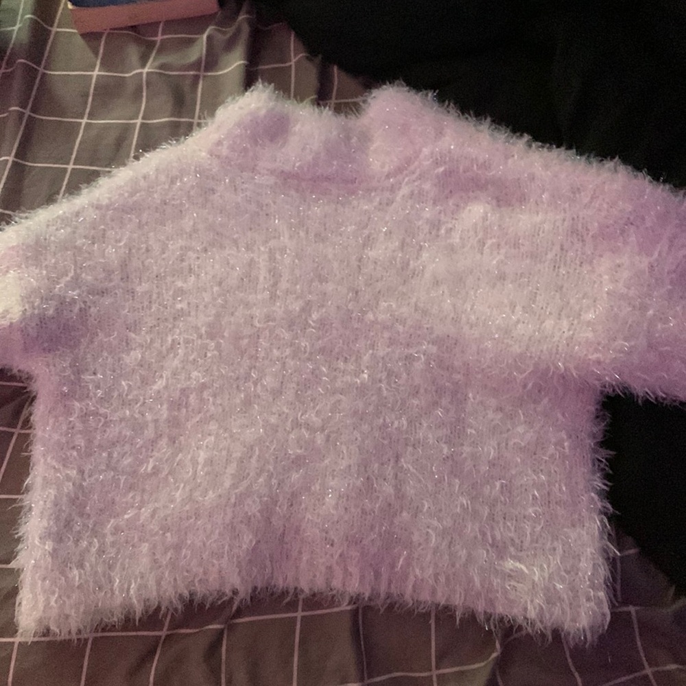 fuzzy white crop sweater